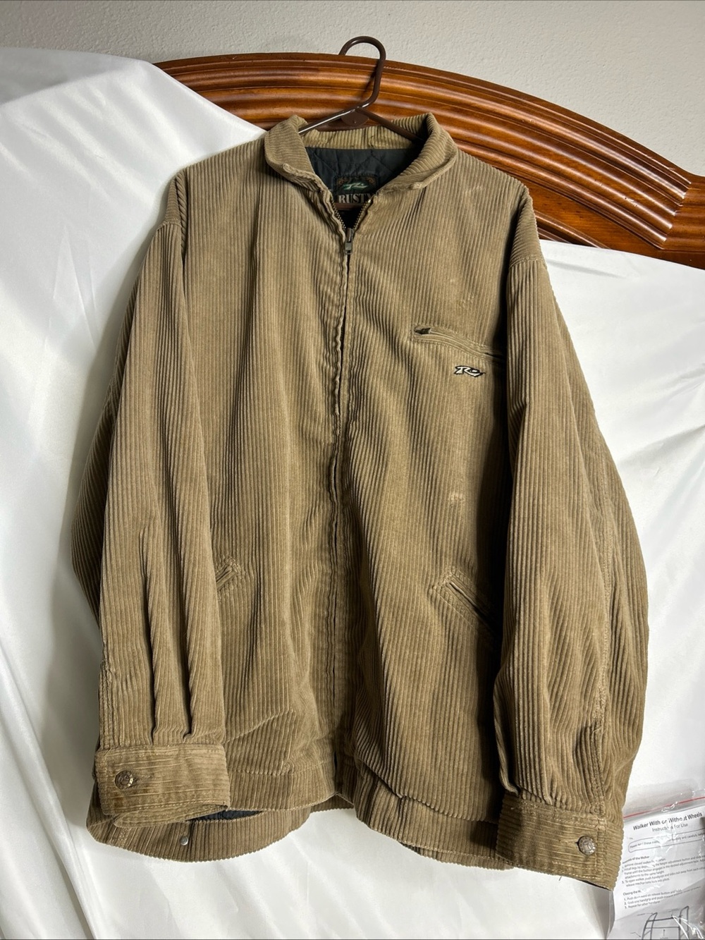 Y2K Rusty Men’s Vintage Corduroy Zip-Front Jacket in Brown very rare retro coat